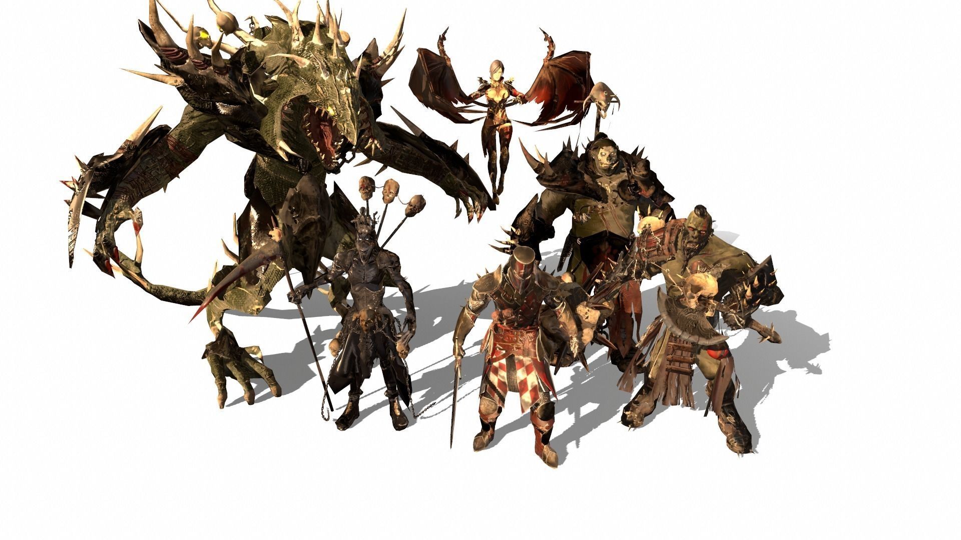 Packing fantastic creatures Low-poly 3D model_0