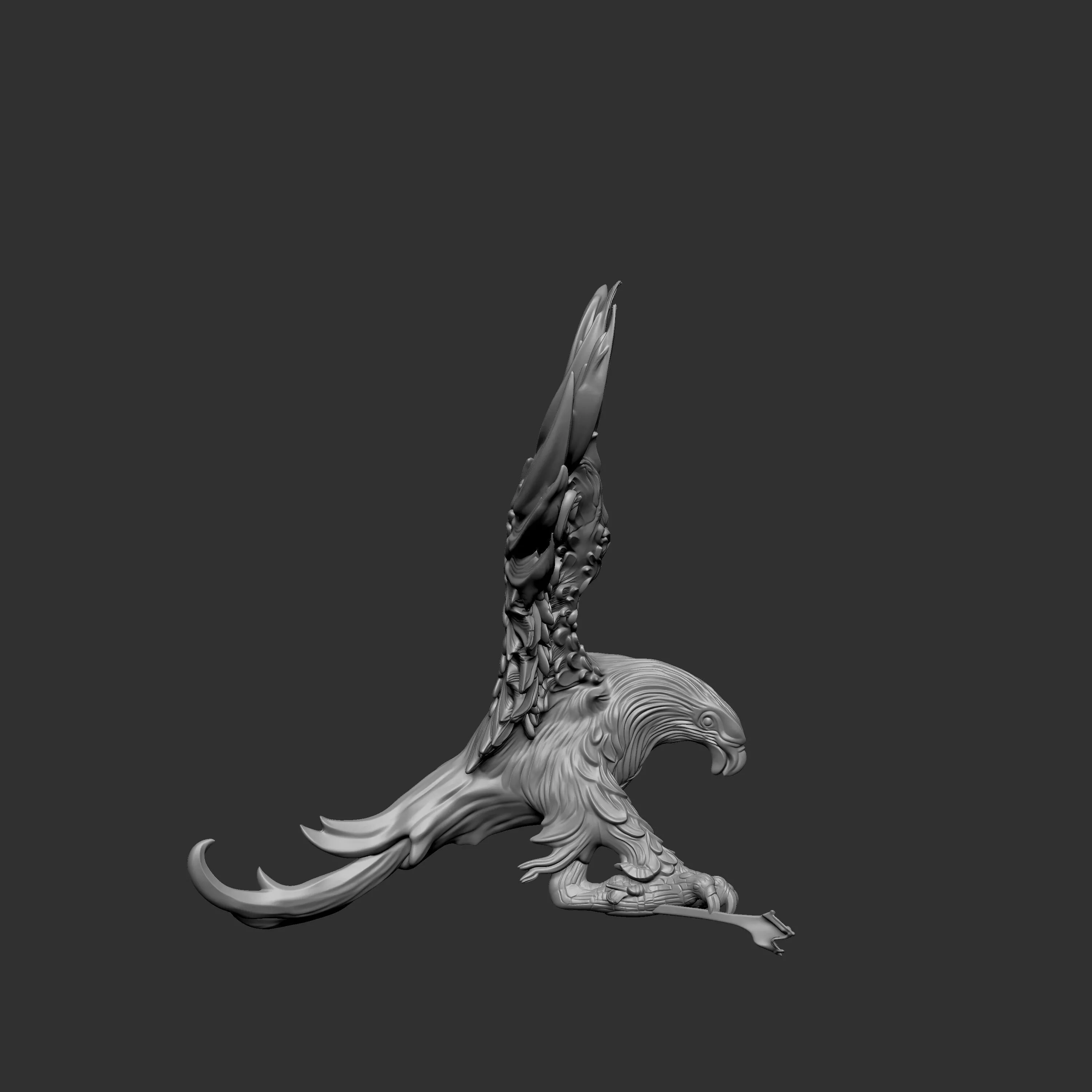 3D model of an eagle or phoenix sculpture with large 3D print model