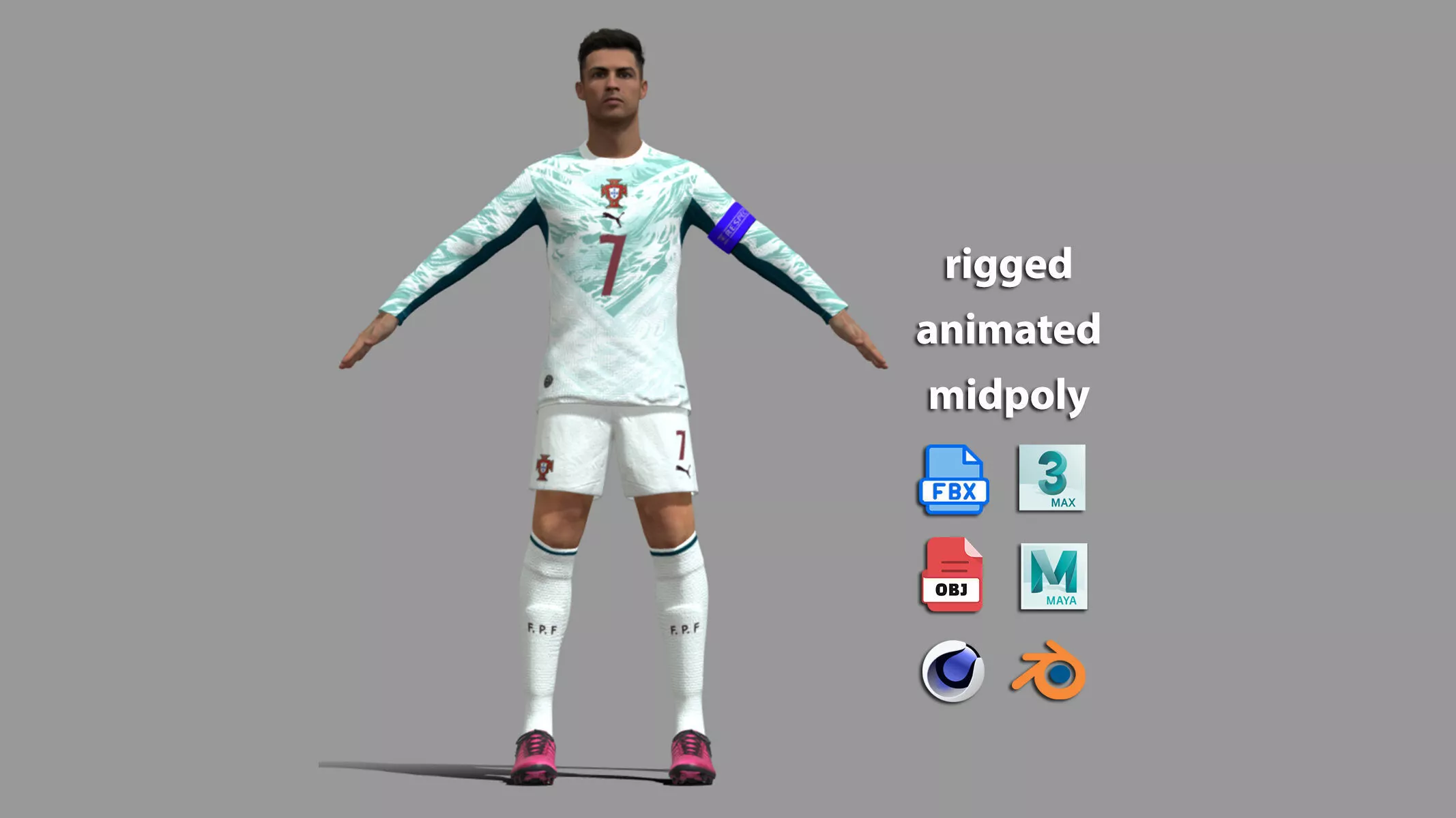 A-Pose Rigged Ronaldo Worldcup 2026 3D model