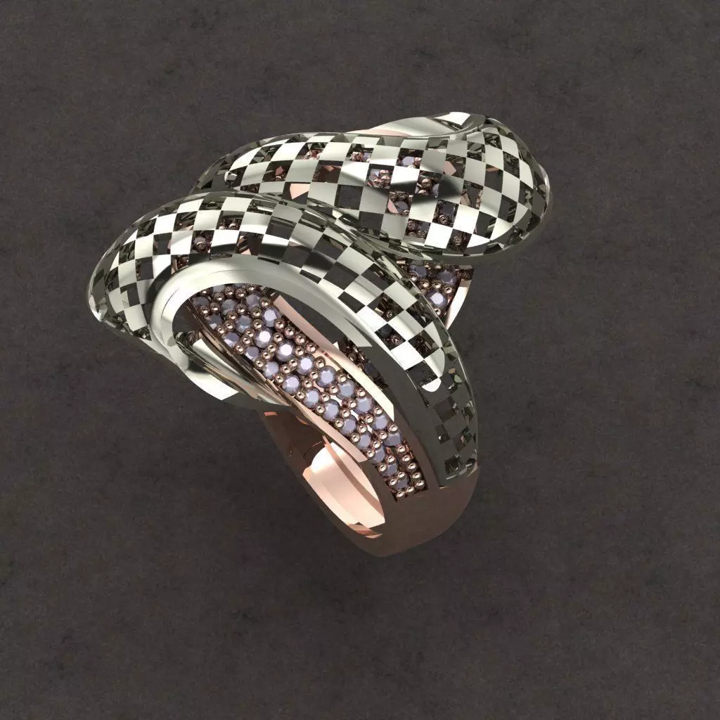 dizayn snake ring with diamonds 3D print model_0