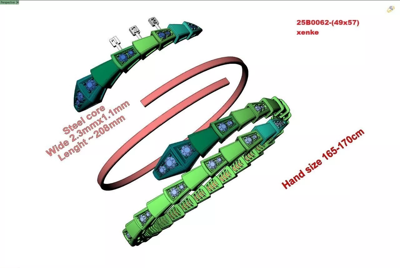 Graduated bvlgari Diamond Serpenti Coil Bracelet resin printing 3D print model