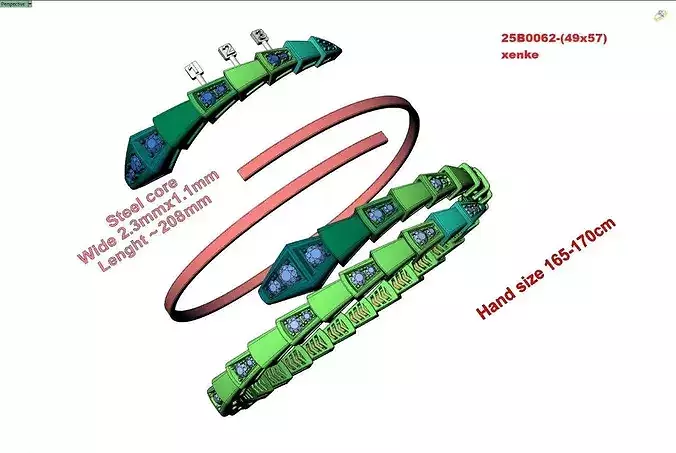Graduated bvlgari Diamond Serpenti Coil Bracelet resin printing 
