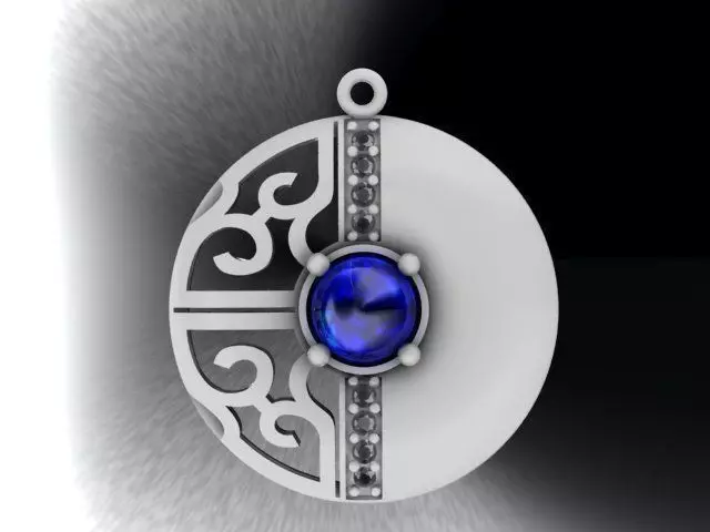 pendant with sapphire 3D print model_0