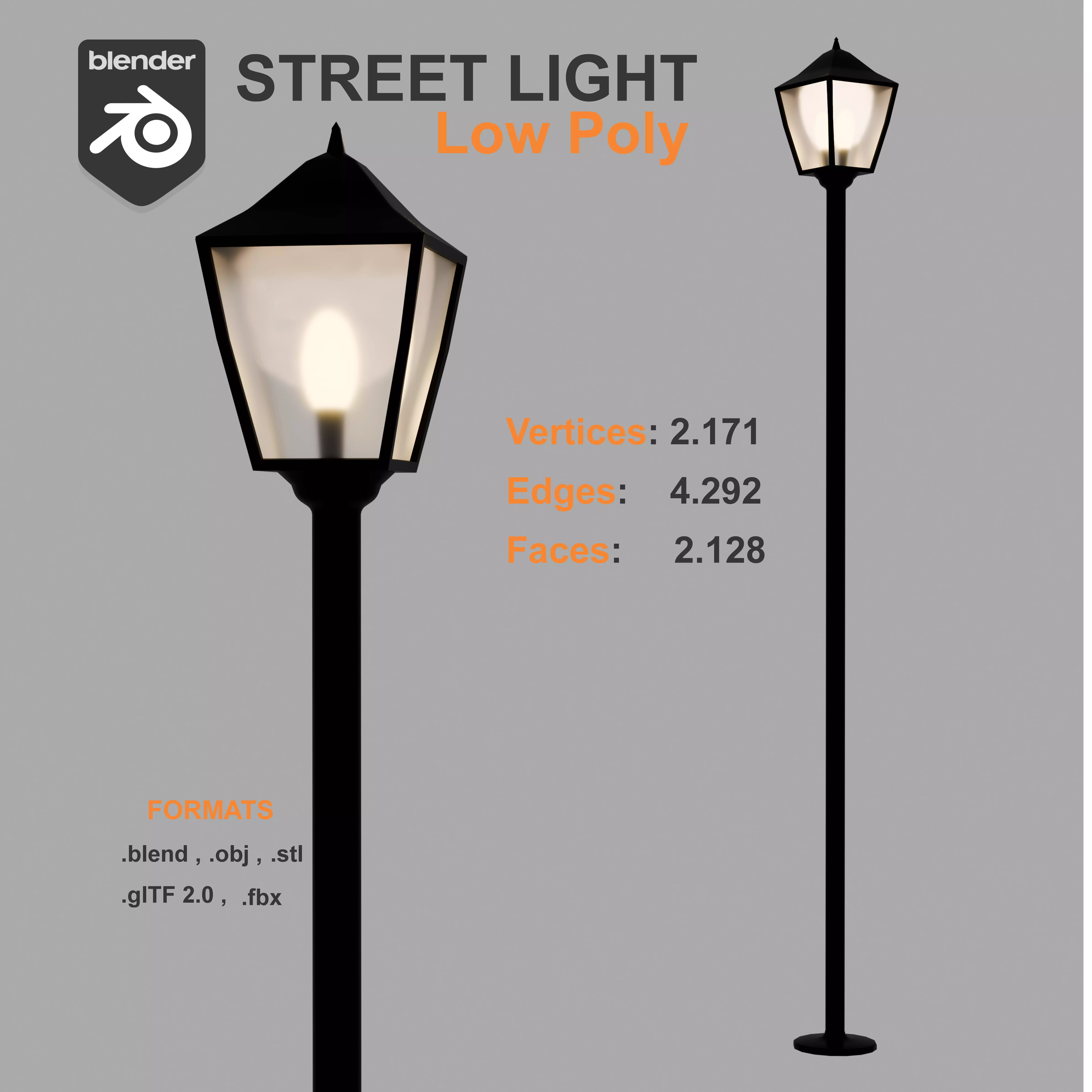 Low Poly Street Light 3D Model Free low-poly 3D model