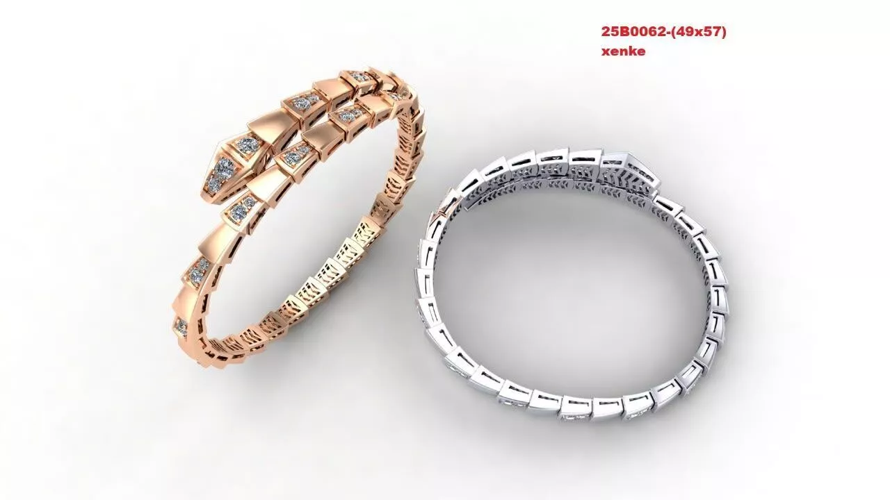 Graduated Diamond Serpenti Coil bvlgari Bracelet 3D print model