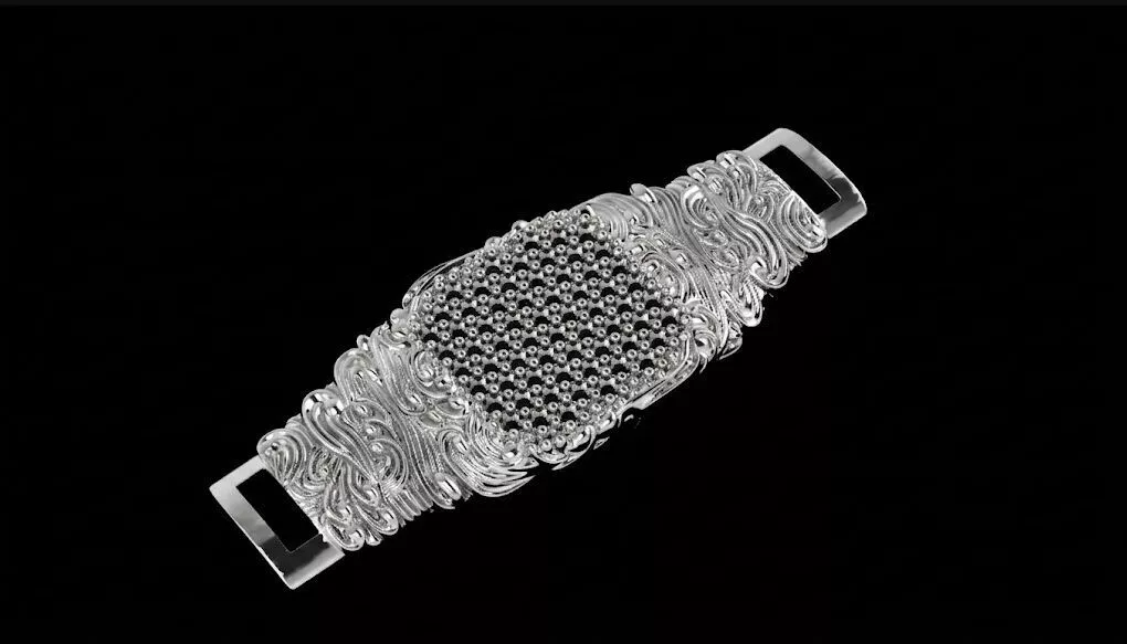 Ottoman Relief Pave Bracelet 3D Print Jewelry Model STL OBJ 3D print model