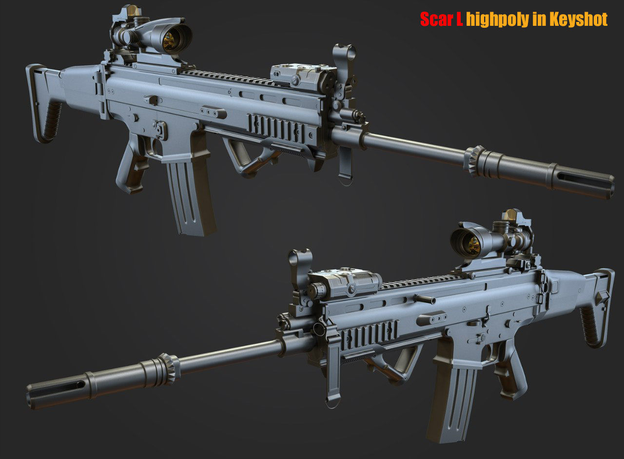 Scar L rifle Low-poly 3D model_1