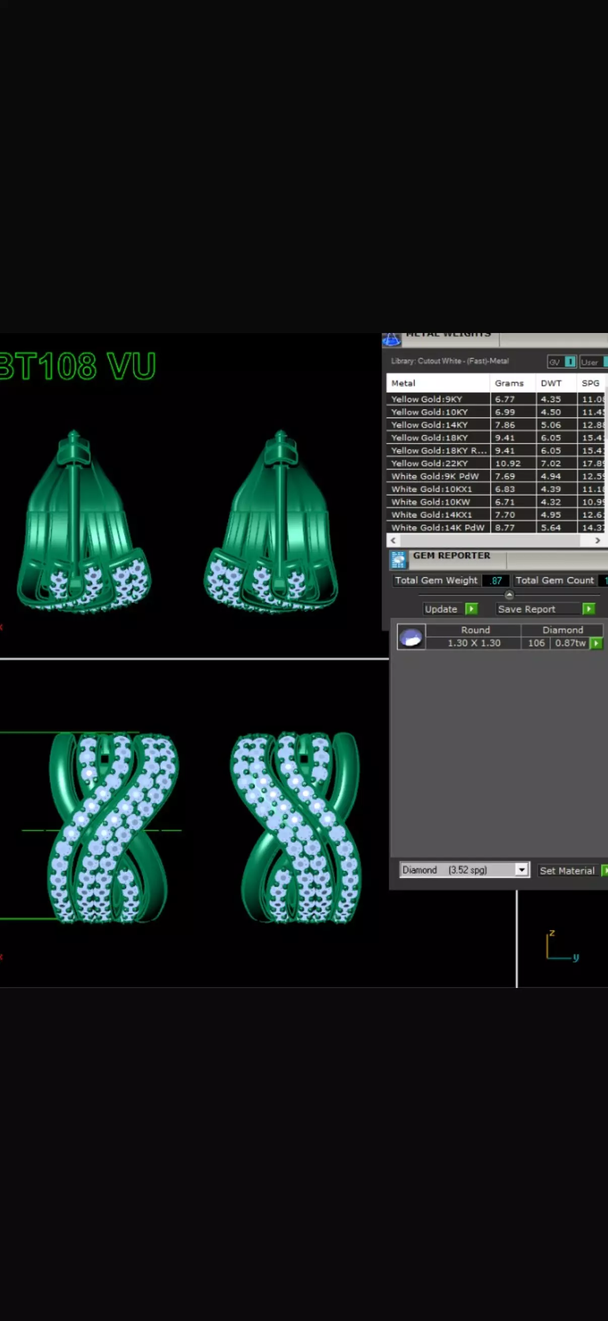 Diamond Twist Earrings 3D Print Design 3D print model
