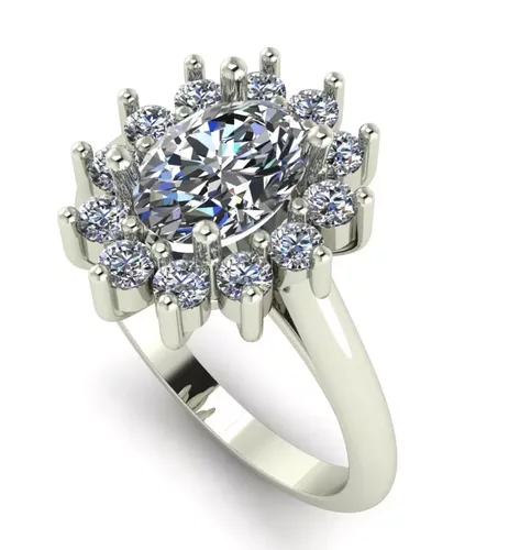 Oval Halo Engagement Ring 3D Print Model STL 3DM