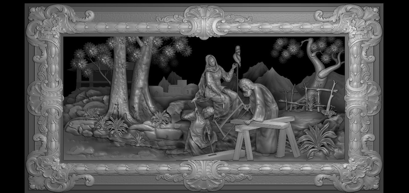   Mural  St Joseph wood carving file stl  OBJ and ZTL  3D print model_6