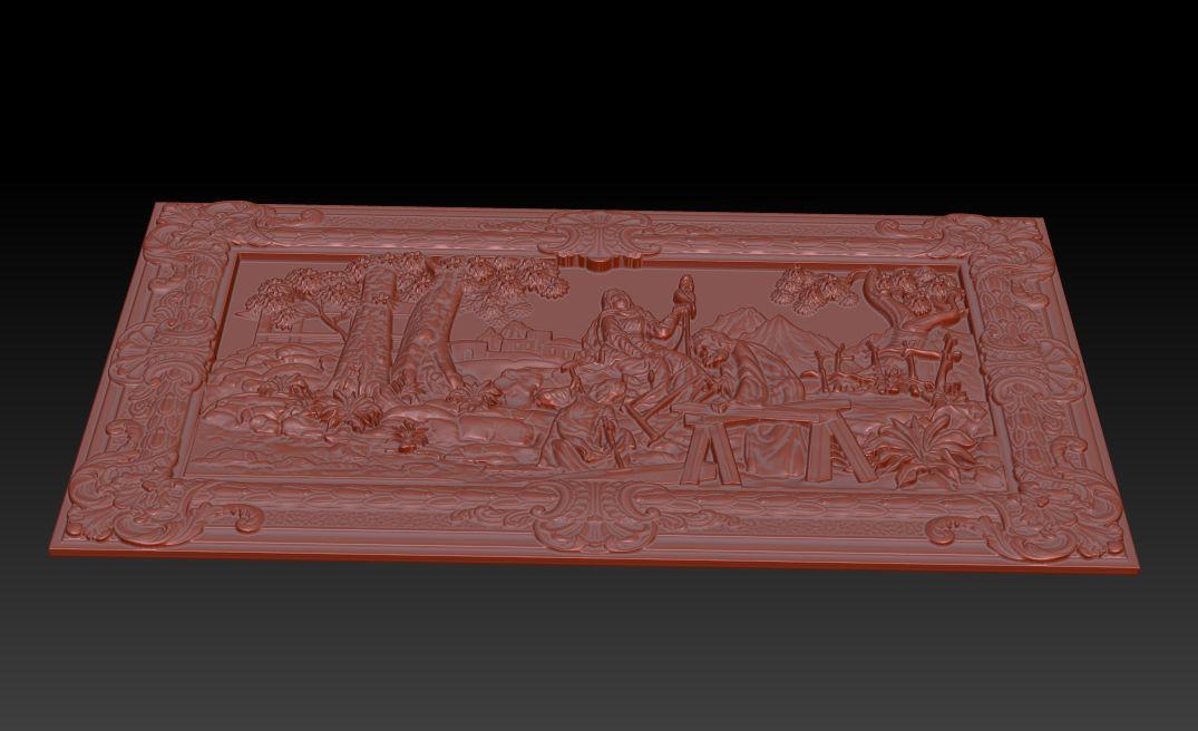   Mural  St Joseph wood carving file stl  OBJ and ZTL  3D print model_4