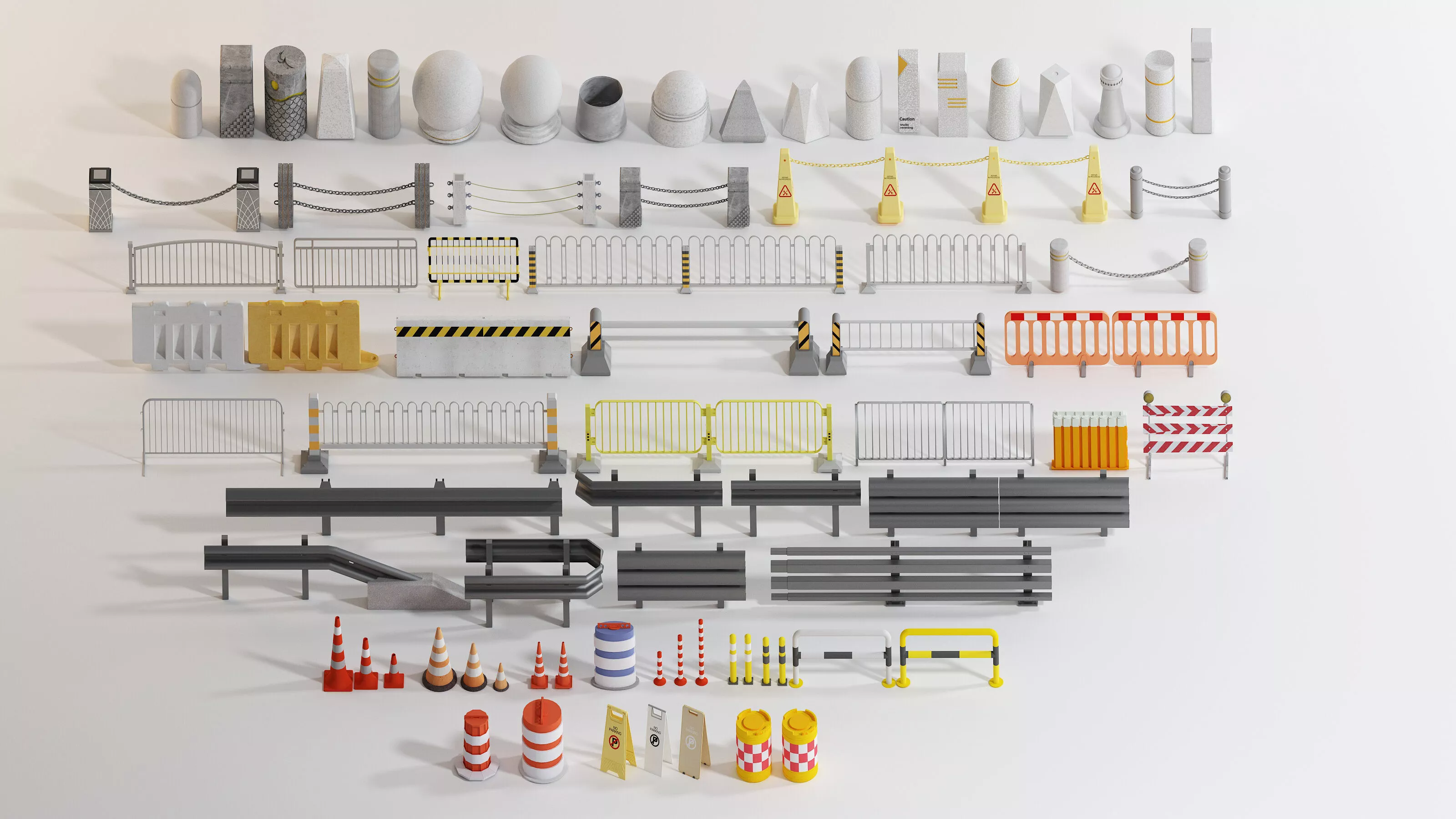 Road Barriers Safety Equipment Low-poly 3D model