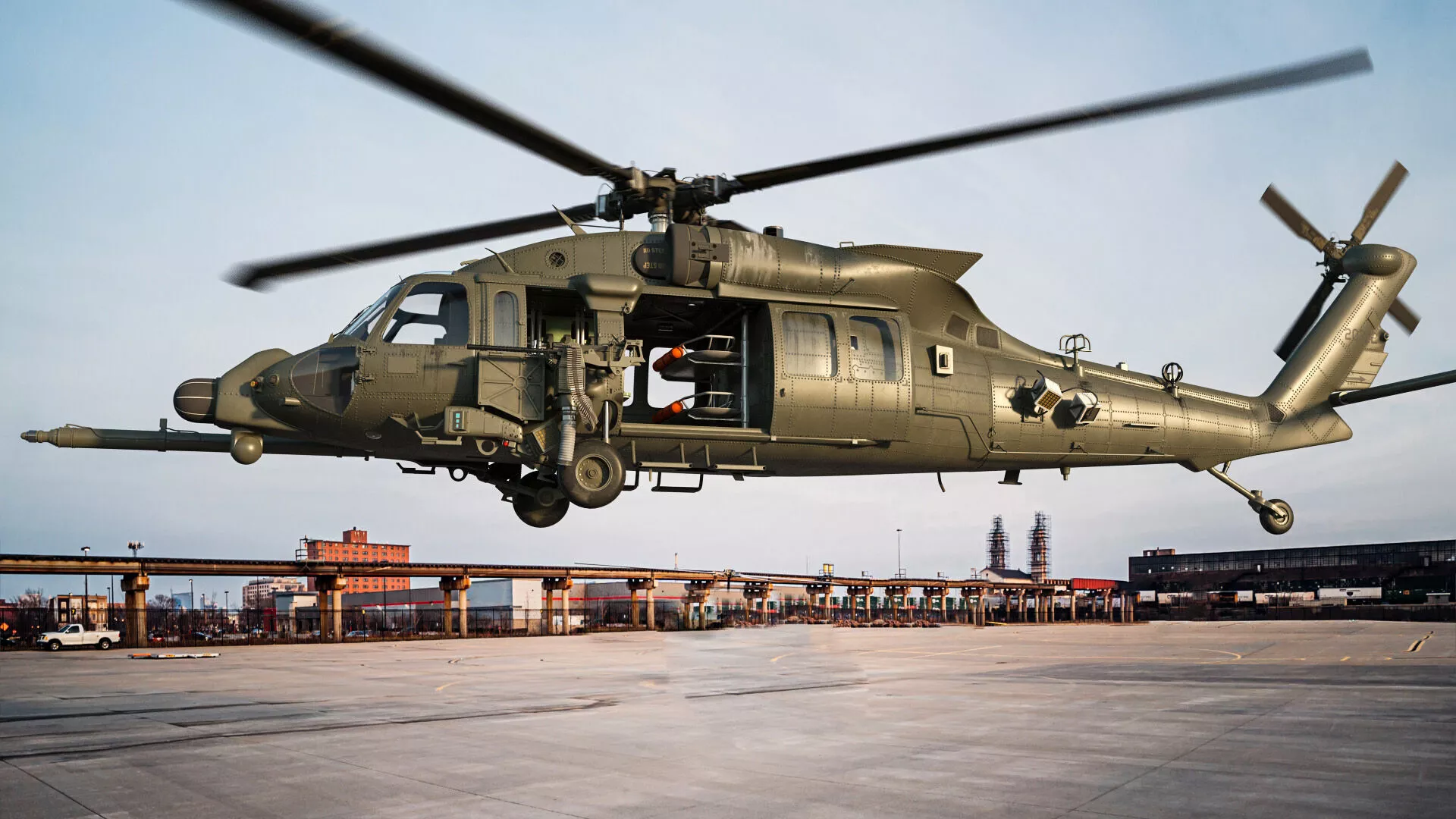Combat Rescue Helicopter Sikorsky HH60 Rigged 3D model