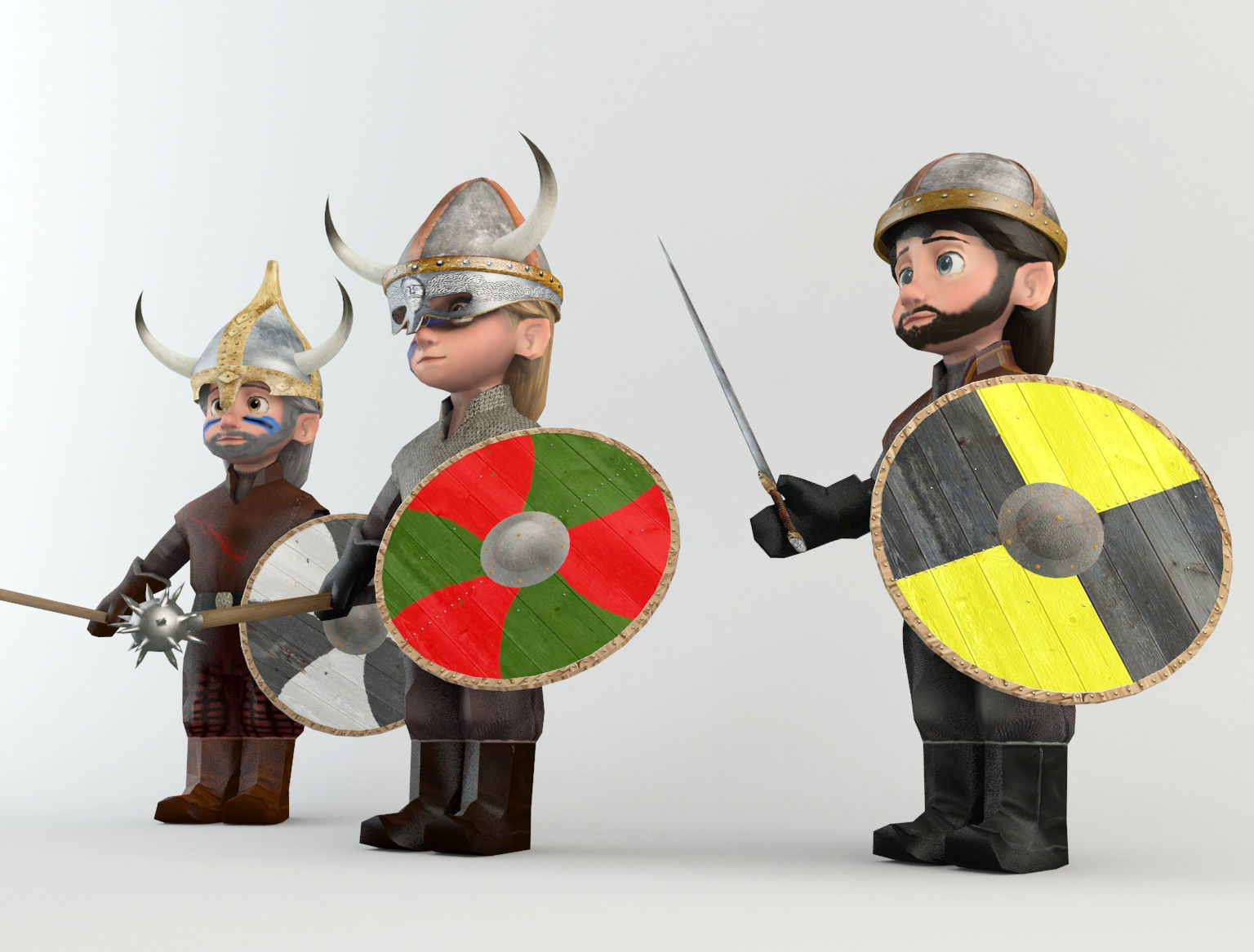 Cartoon Barbarian soldiers Low-poly 3D model_4