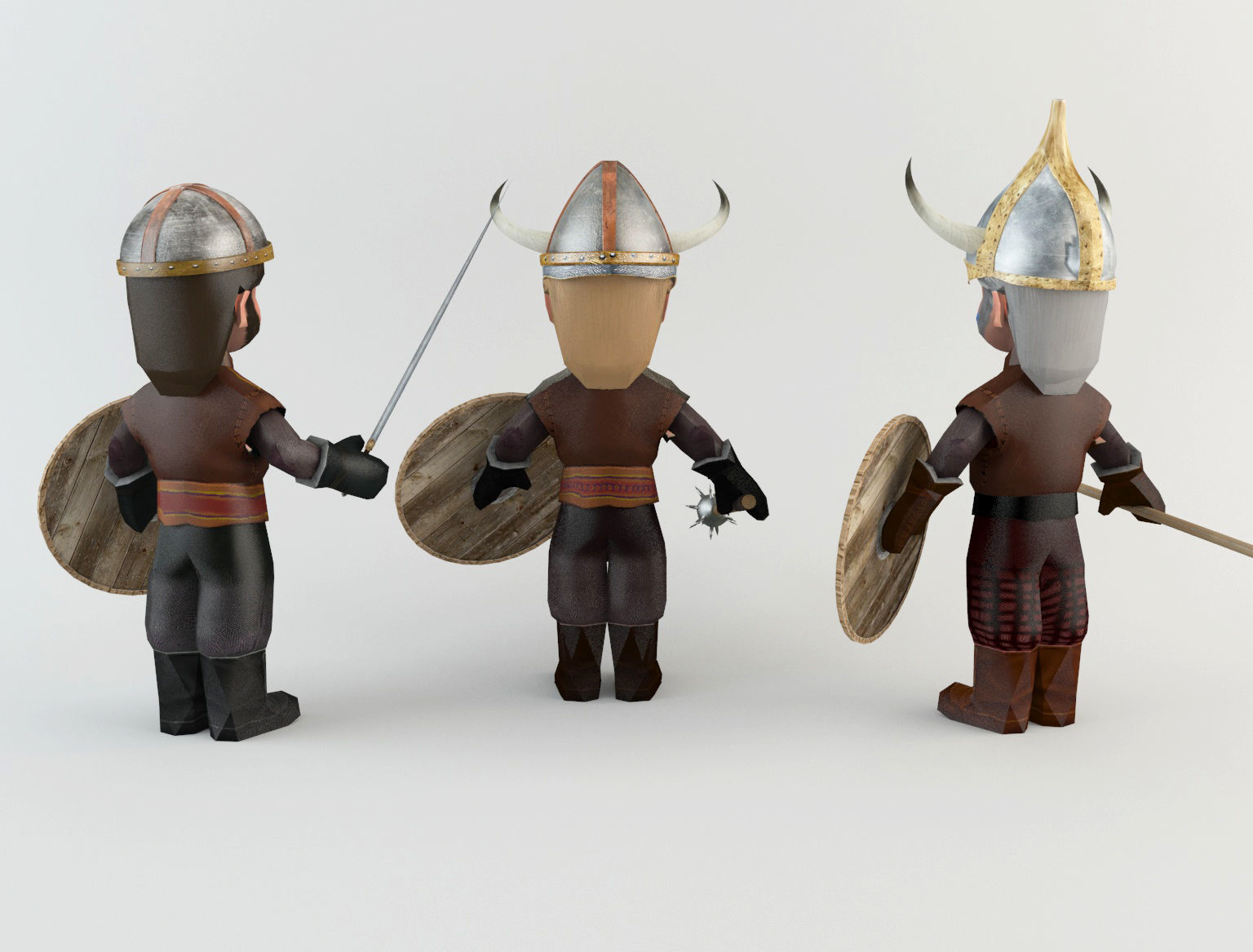 Cartoon Barbarian soldiers Low-poly 3D model_2