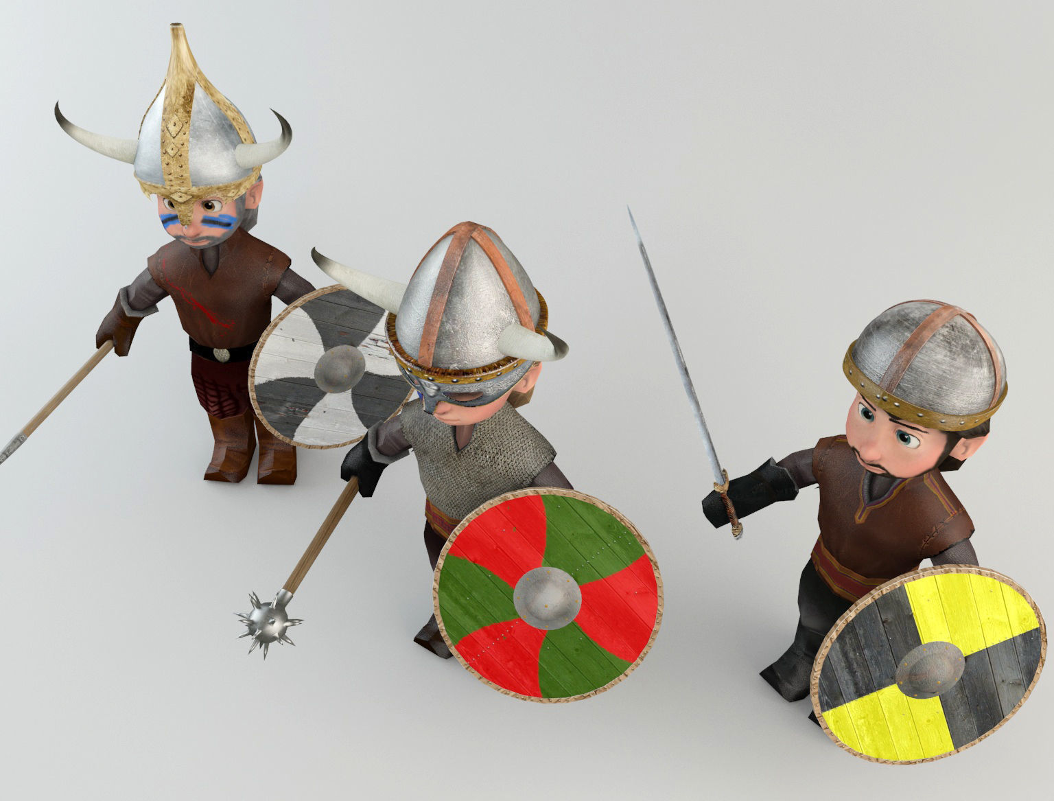 Cartoon Barbarian soldiers Low-poly 3D model_3