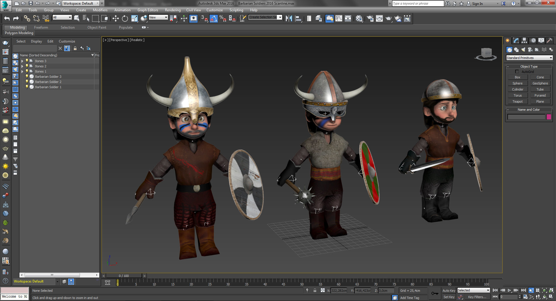 Cartoon Barbarian soldiers Low-poly 3D model_8