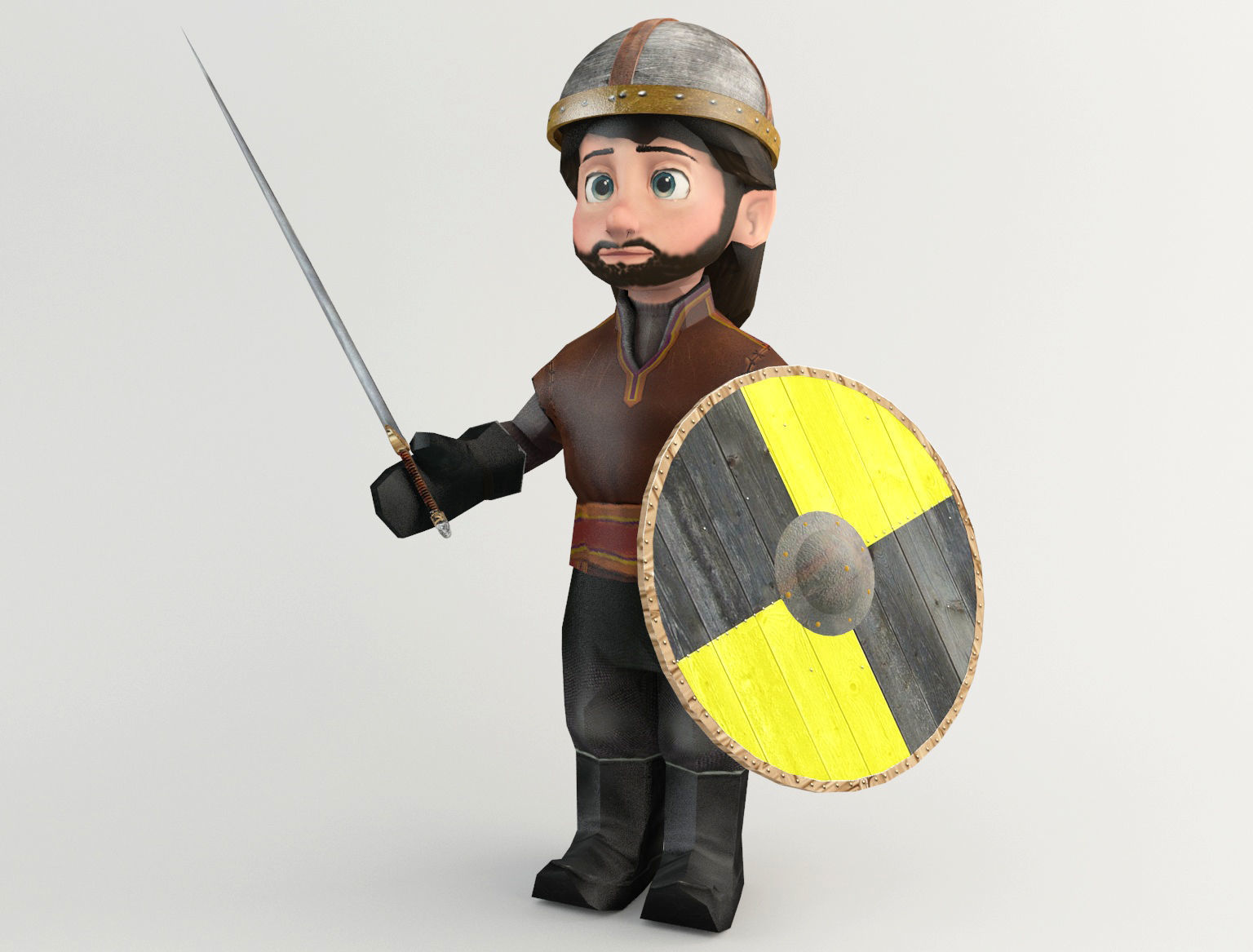 Cartoon Barbarian soldiers Low-poly 3D model_7