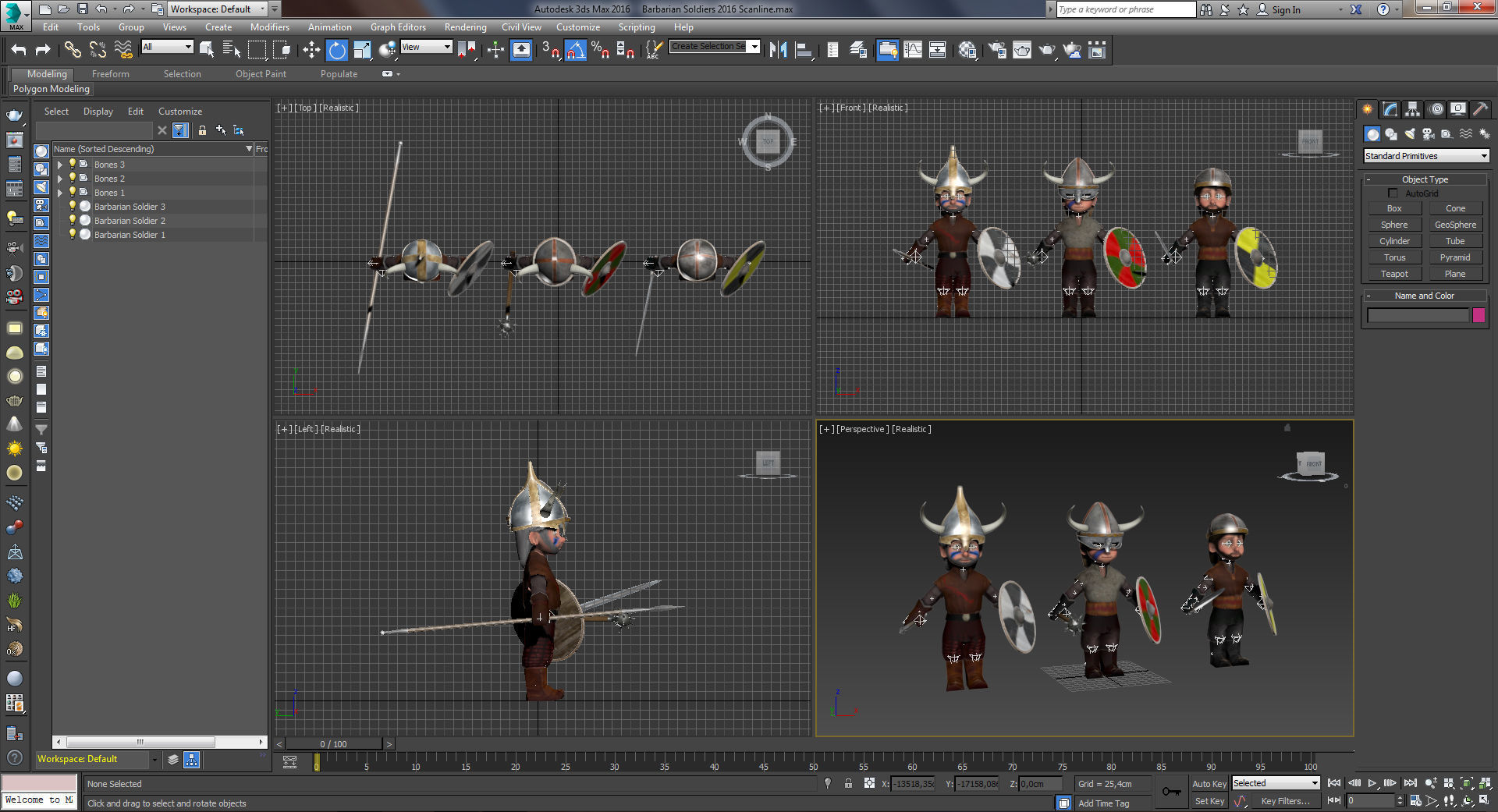 Cartoon Barbarian soldiers Low-poly 3D model_9