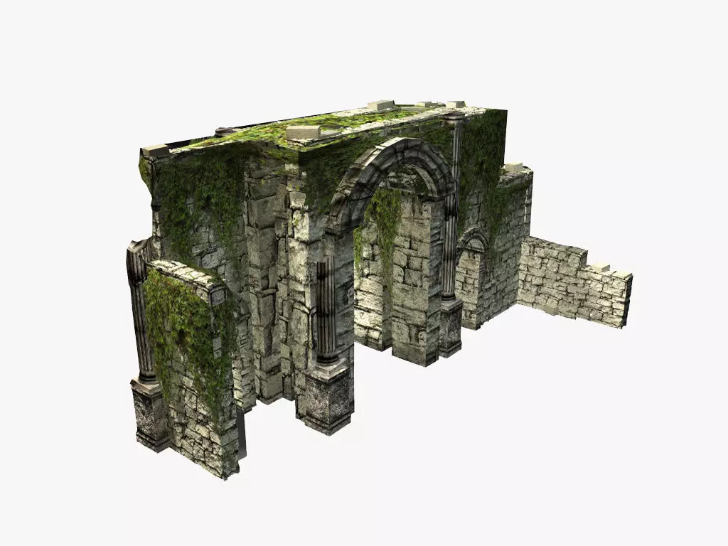Ancient jungle ruins gate Low-poly 3D model