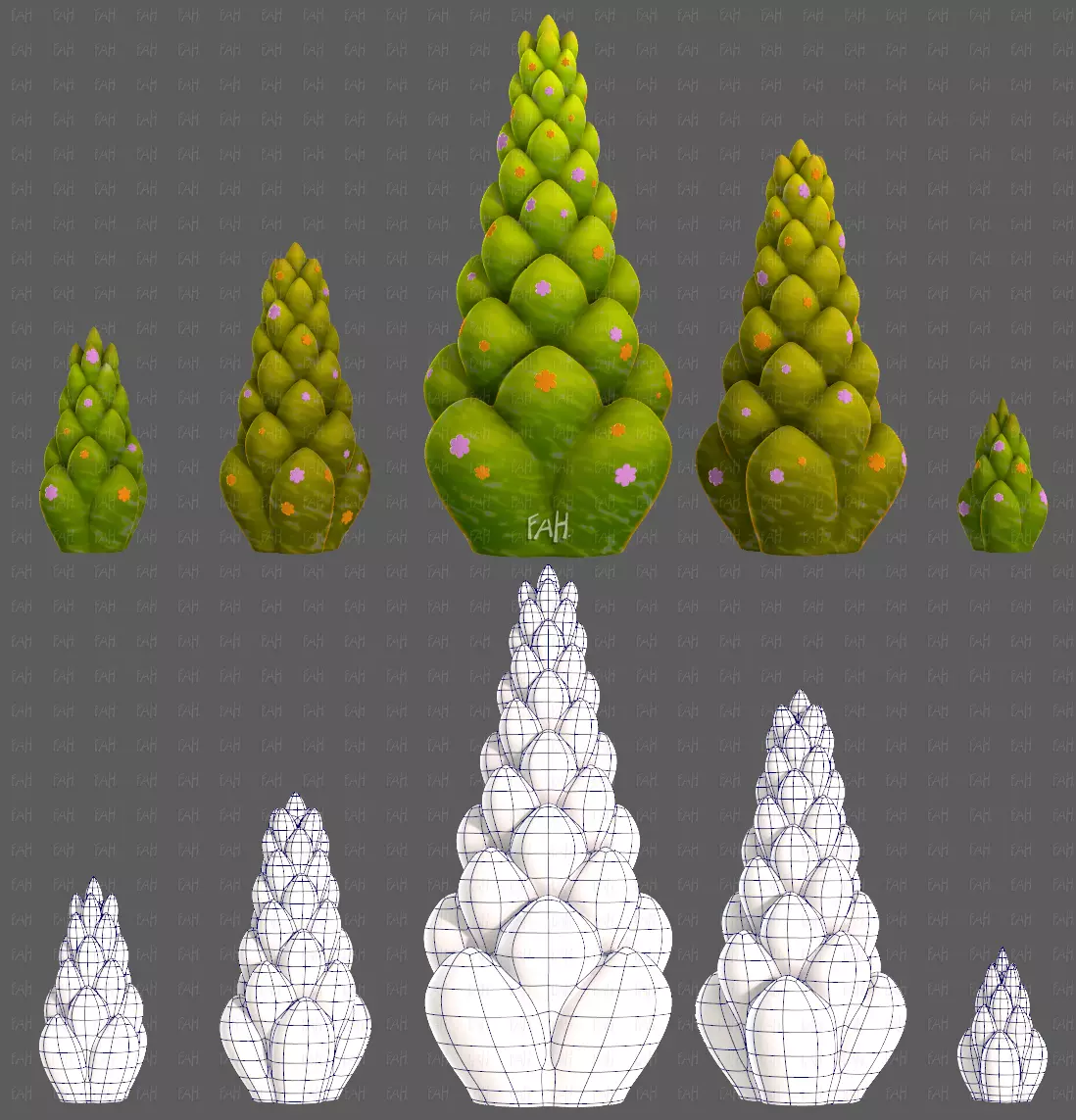 Trees Cartoon V70 Low-poly 3D model