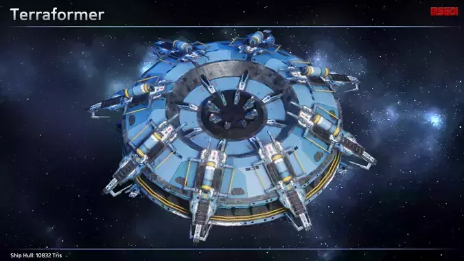 Spaceship Terraformer Low-poly 3D model
