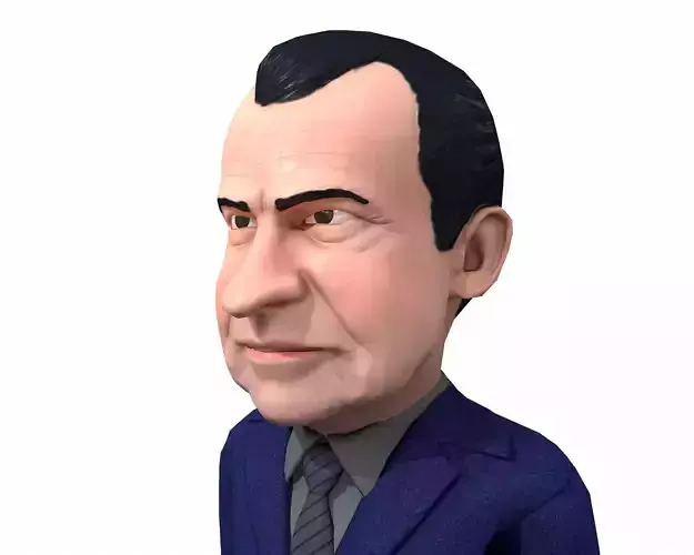 Richard Nixon caricature rigged low poly  Low-poly 3D model