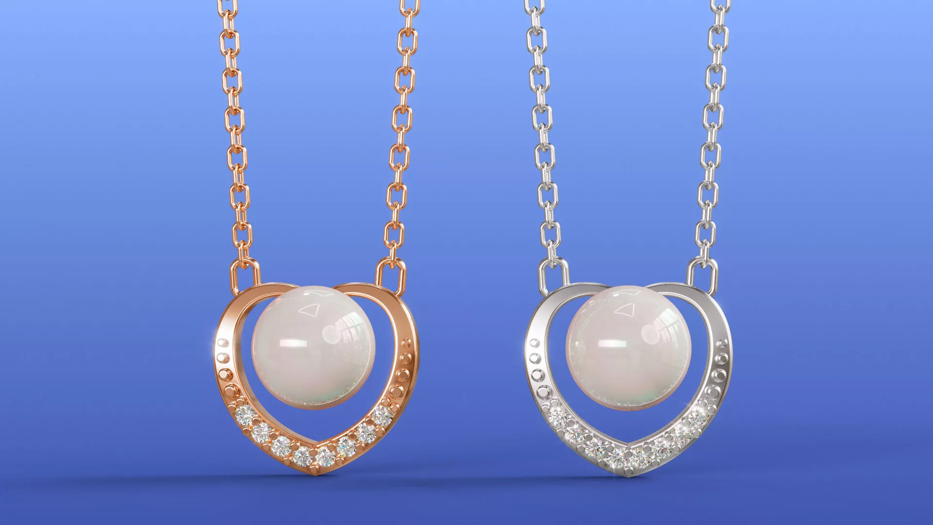 Heart Halo Pearl Necklace Floating Pearl Heart Frame Pendant 3D print model