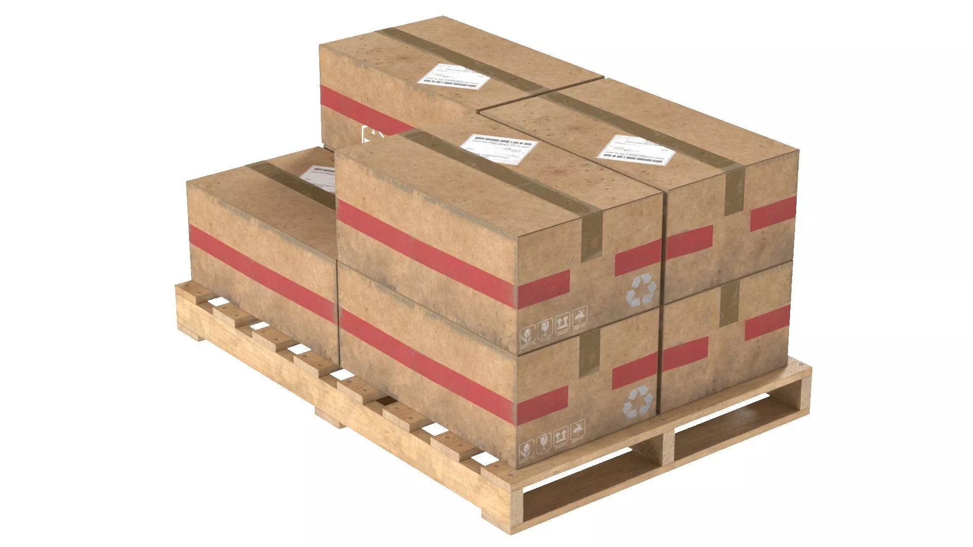 Cardboard Box Pallet 2 Low-poly 3D model