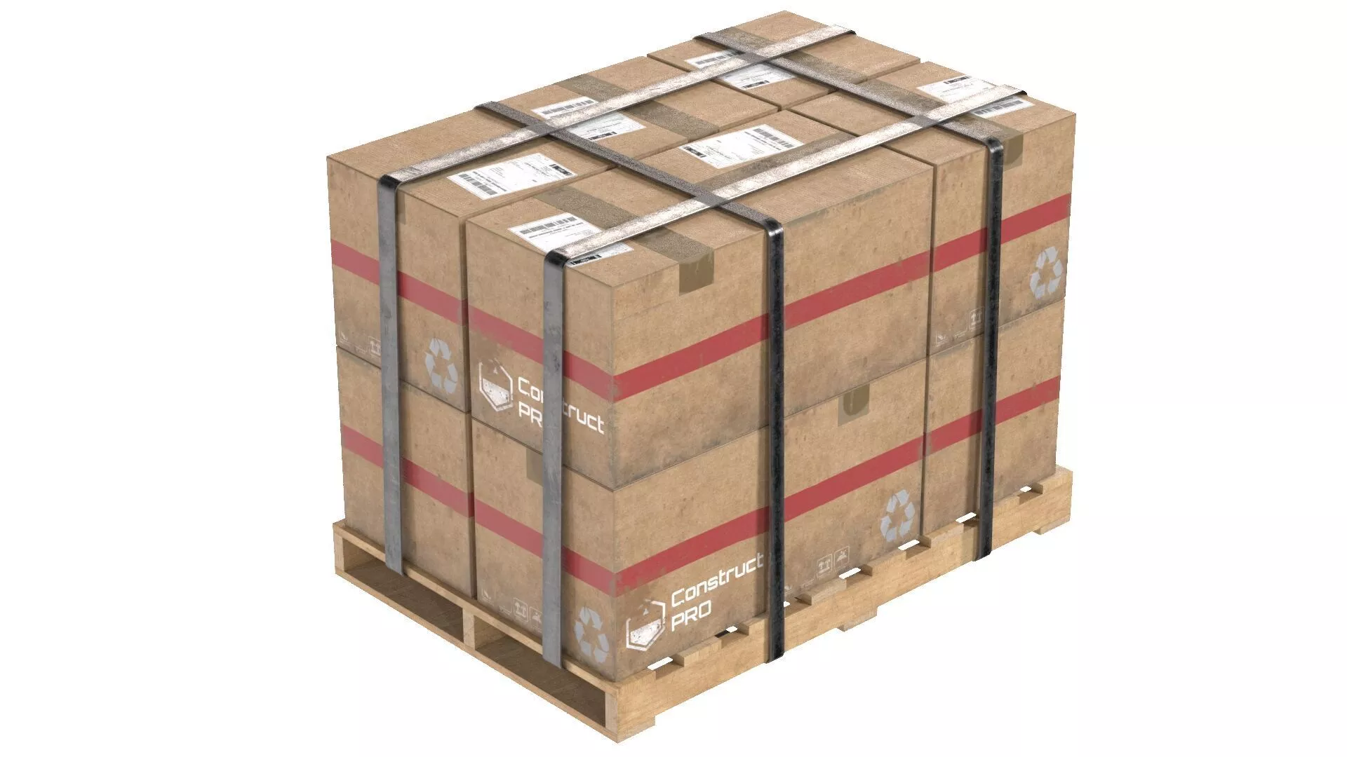 Cardboard Box Pallet 3 Low-poly 3D model