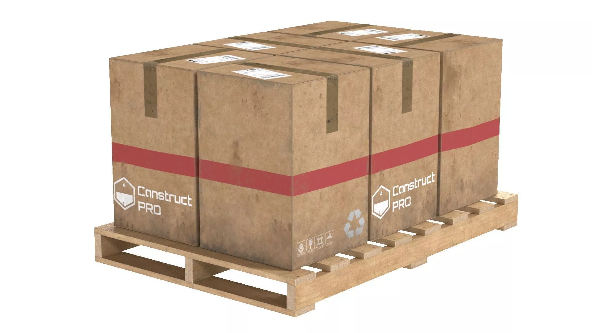 Cardboard Box Pallet 4 Low-poly 3D model