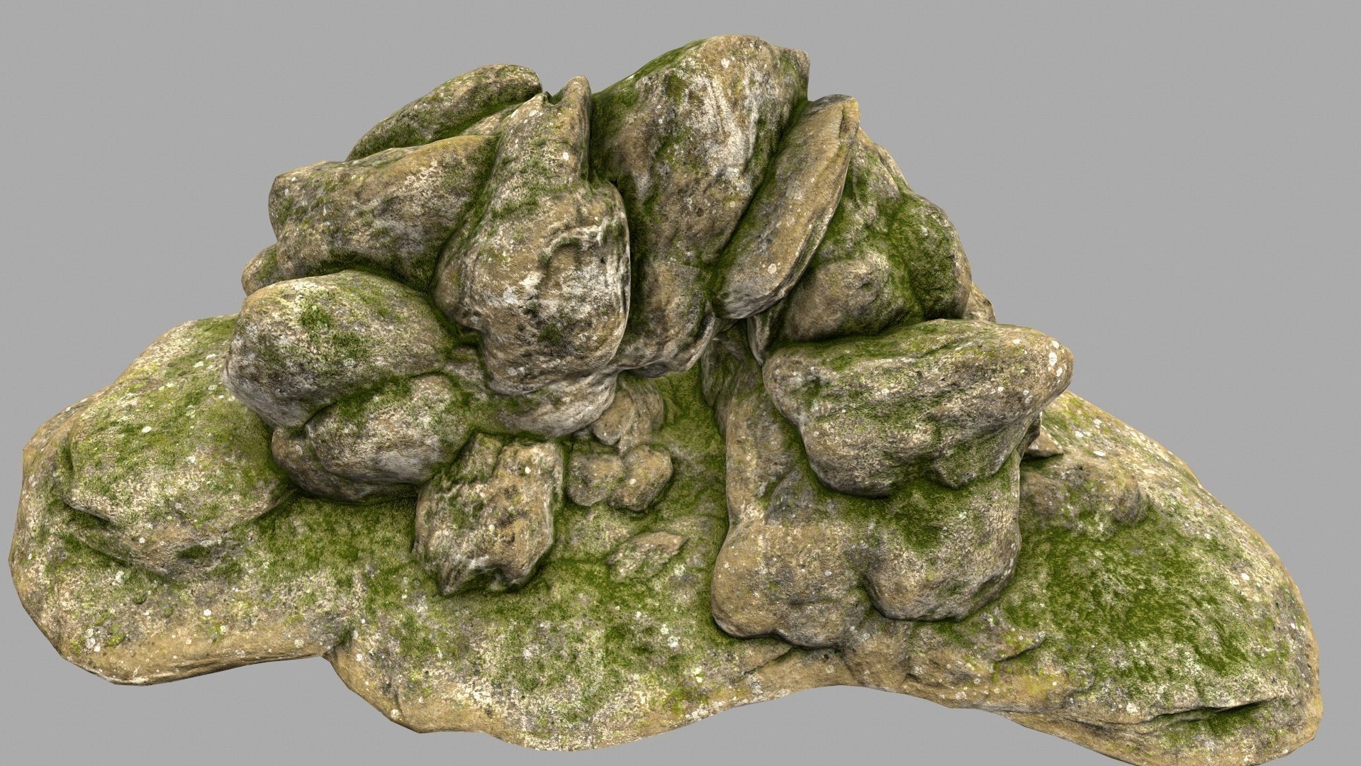 mossy rocks 6 Low-poly 3D model_10