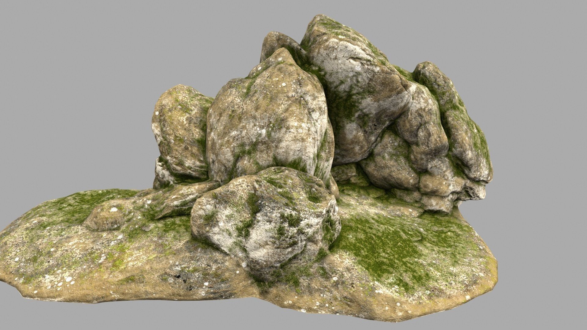 mossy rocks 6 Low-poly 3D model_7