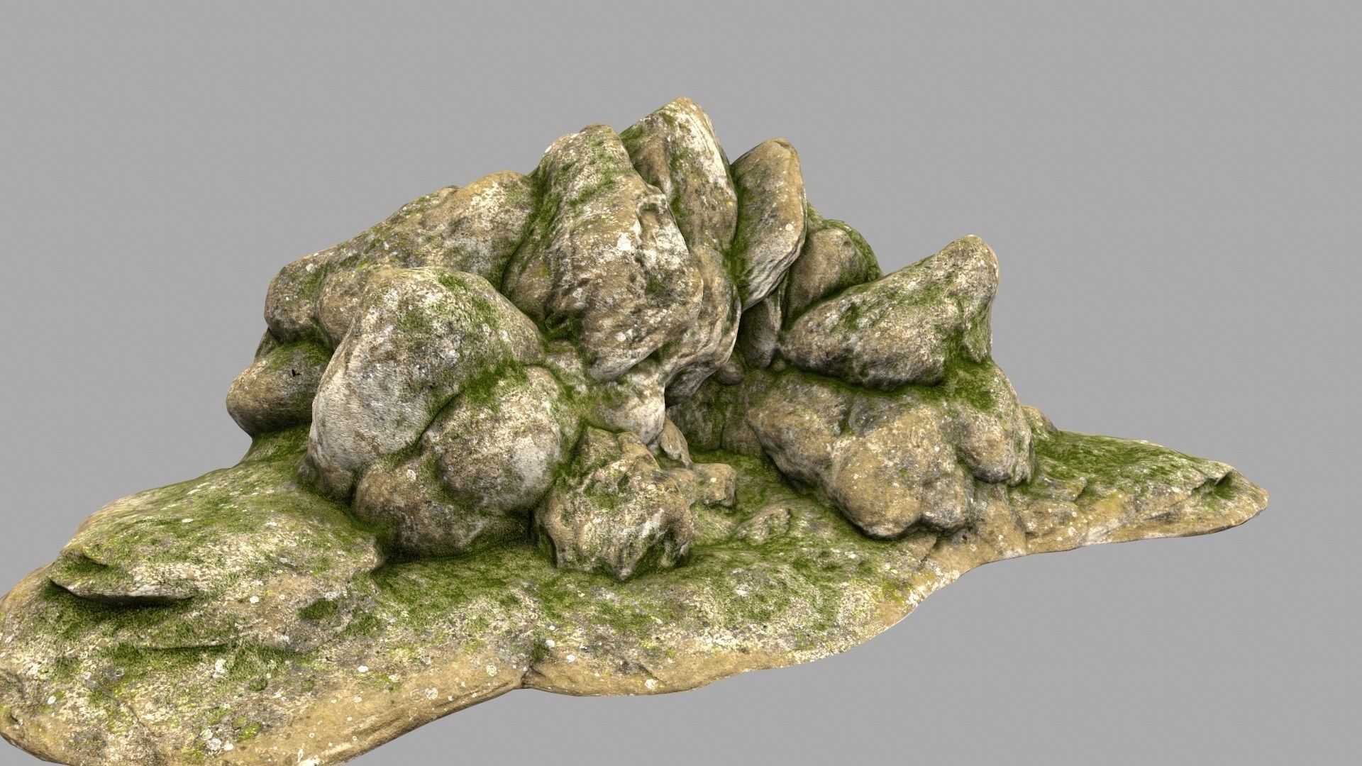 mossy rocks 6 Low-poly 3D model_2