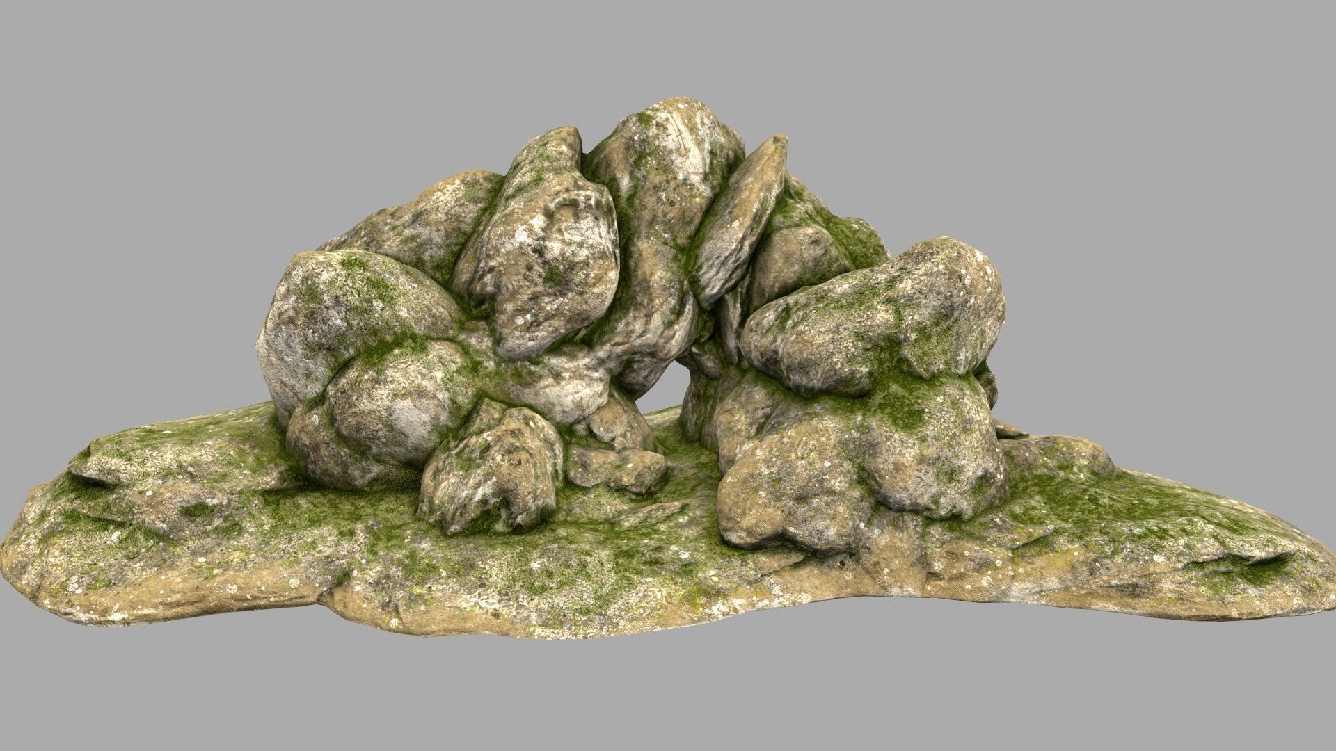 mossy rocks 6 Low-poly 3D model_1