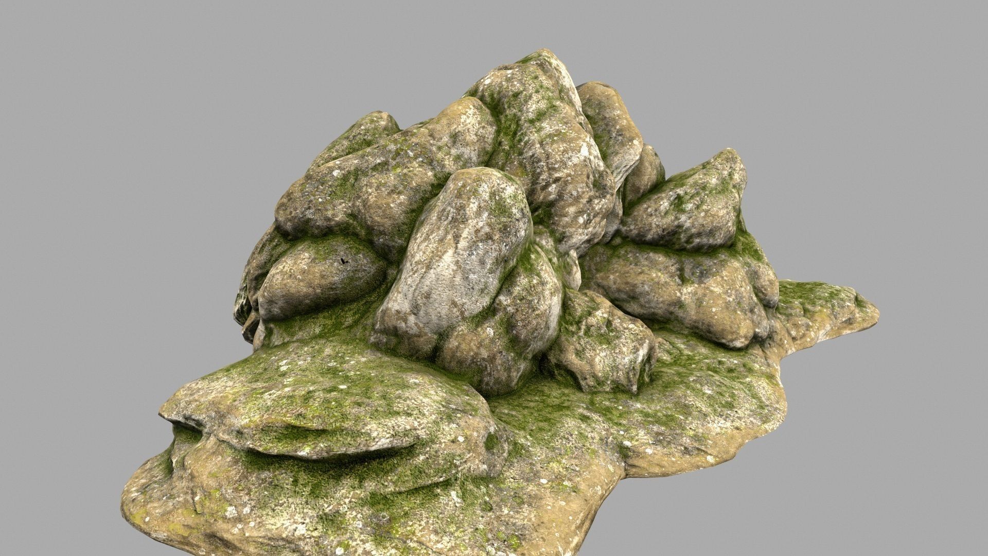 mossy rocks 6 Low-poly 3D model_3