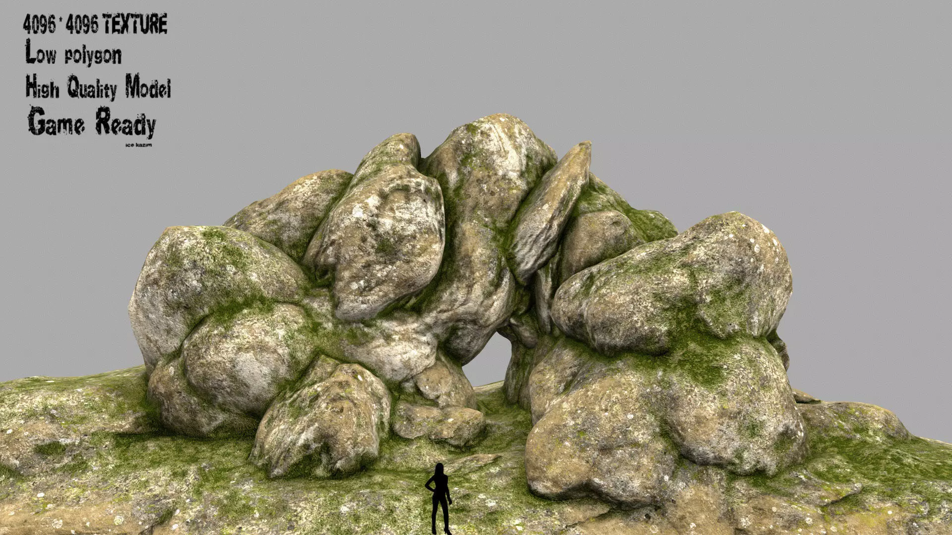 mossy rocks 6 Low-poly 3D model_0