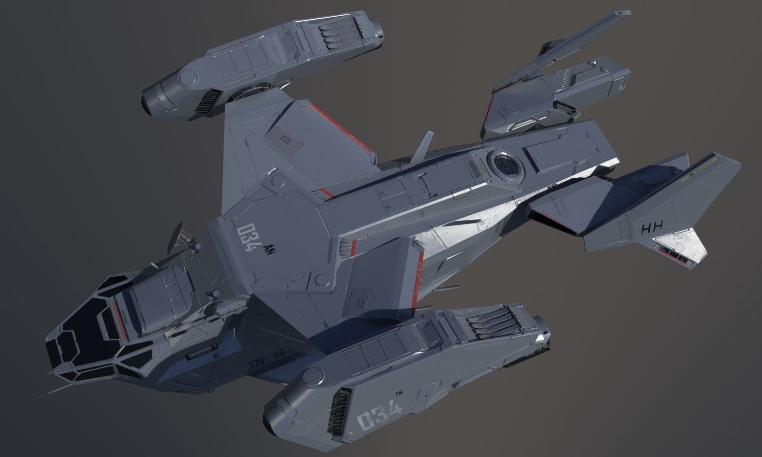 Space Ship C 3D model_2