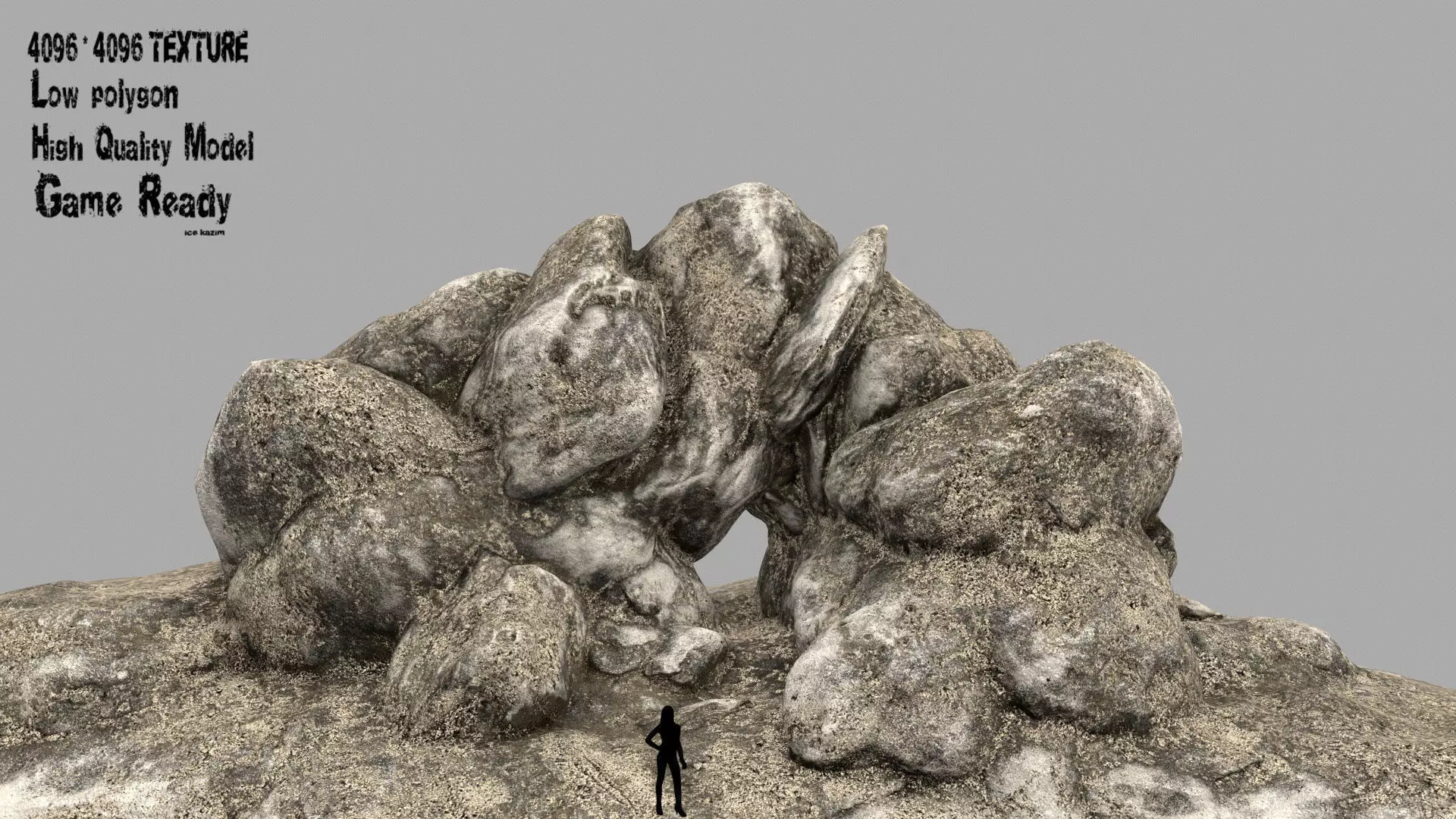 beach rock Low-poly 3D model_0