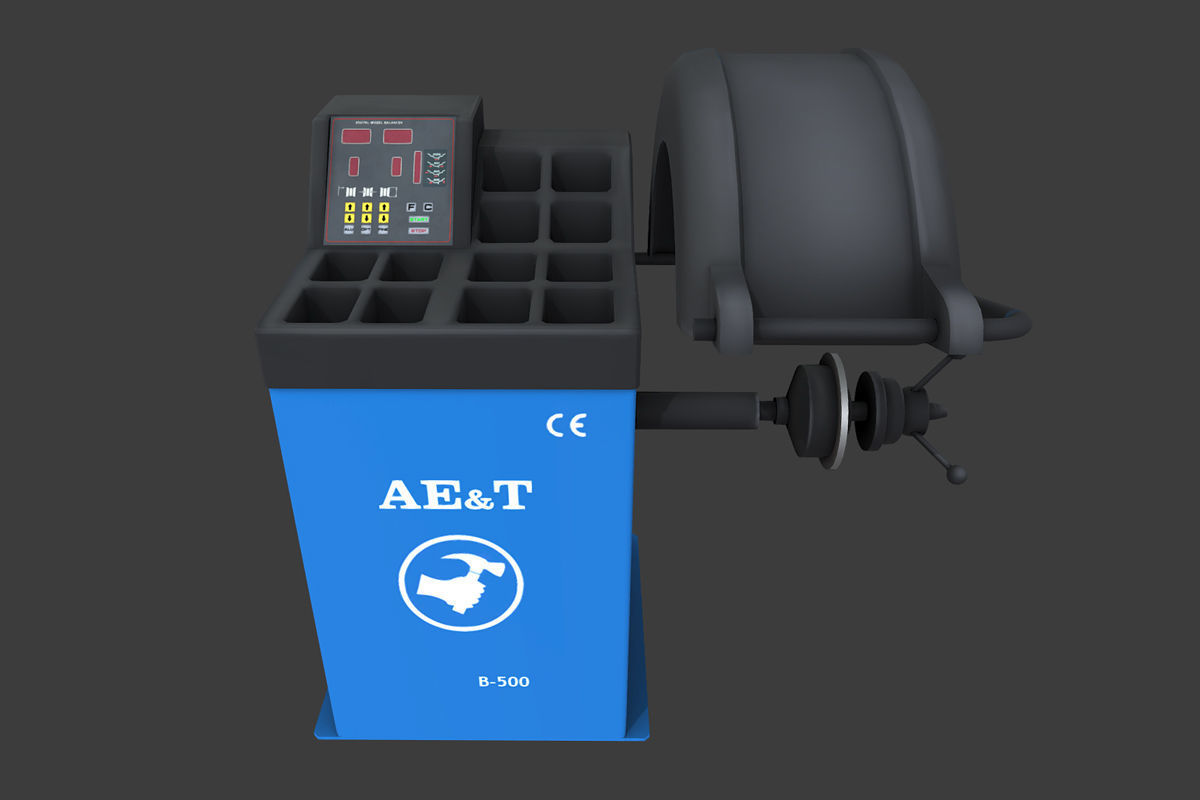 Tire Balancing Machine Low-poly 3D model_1