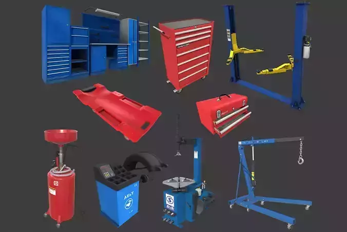 Autoservice Props Pack Low-poly 3D model