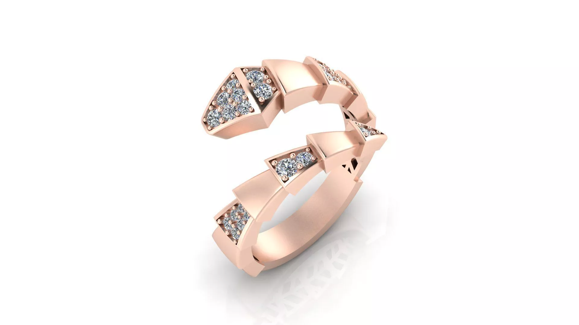 Geometrical Snake Scale Bypass Ring Print Model Jewelry CAD 3D print model