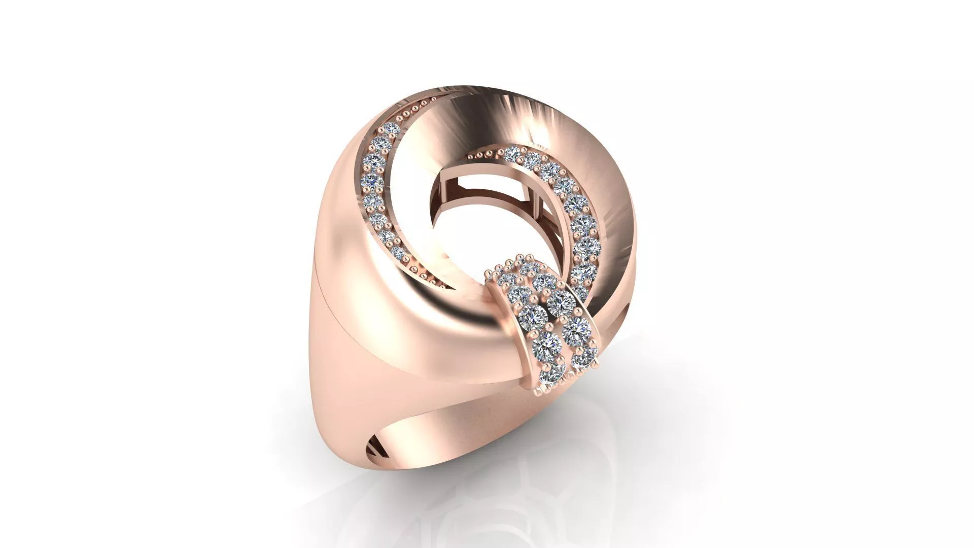 Bold Swirl Loop Statement Ring Print Model Diamond Jewelry CAD 3D print model