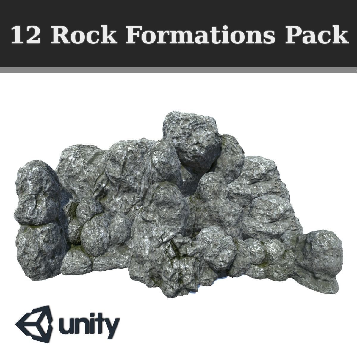 12 Rock Formations Pack Low-poly 3D model_0