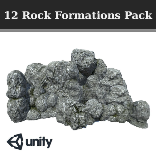 12 Rock Formations Pack Low-poly 3D model