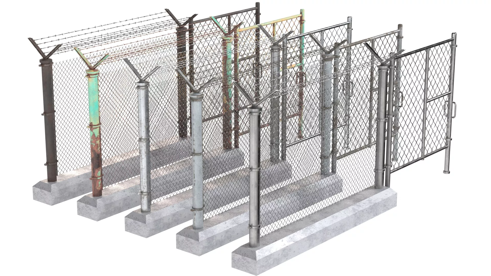 Barbed Wire Fence v10 Low-poly 3D model
