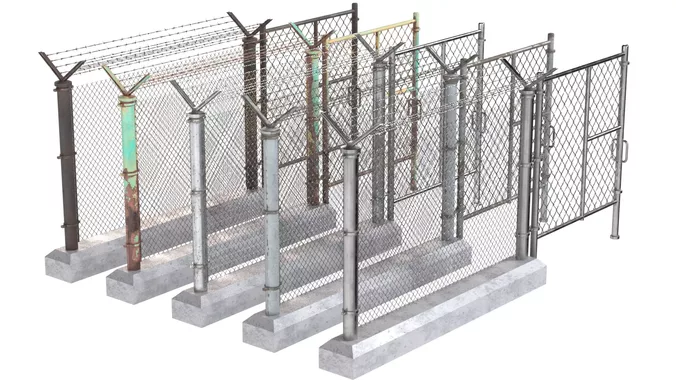 Barbed Wire Fence v10  