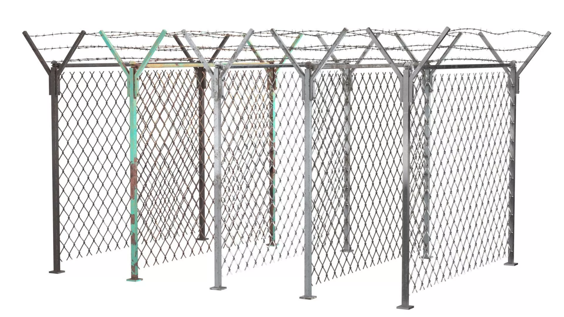 Barbed Wire Fence v3 Low-poly 3D model