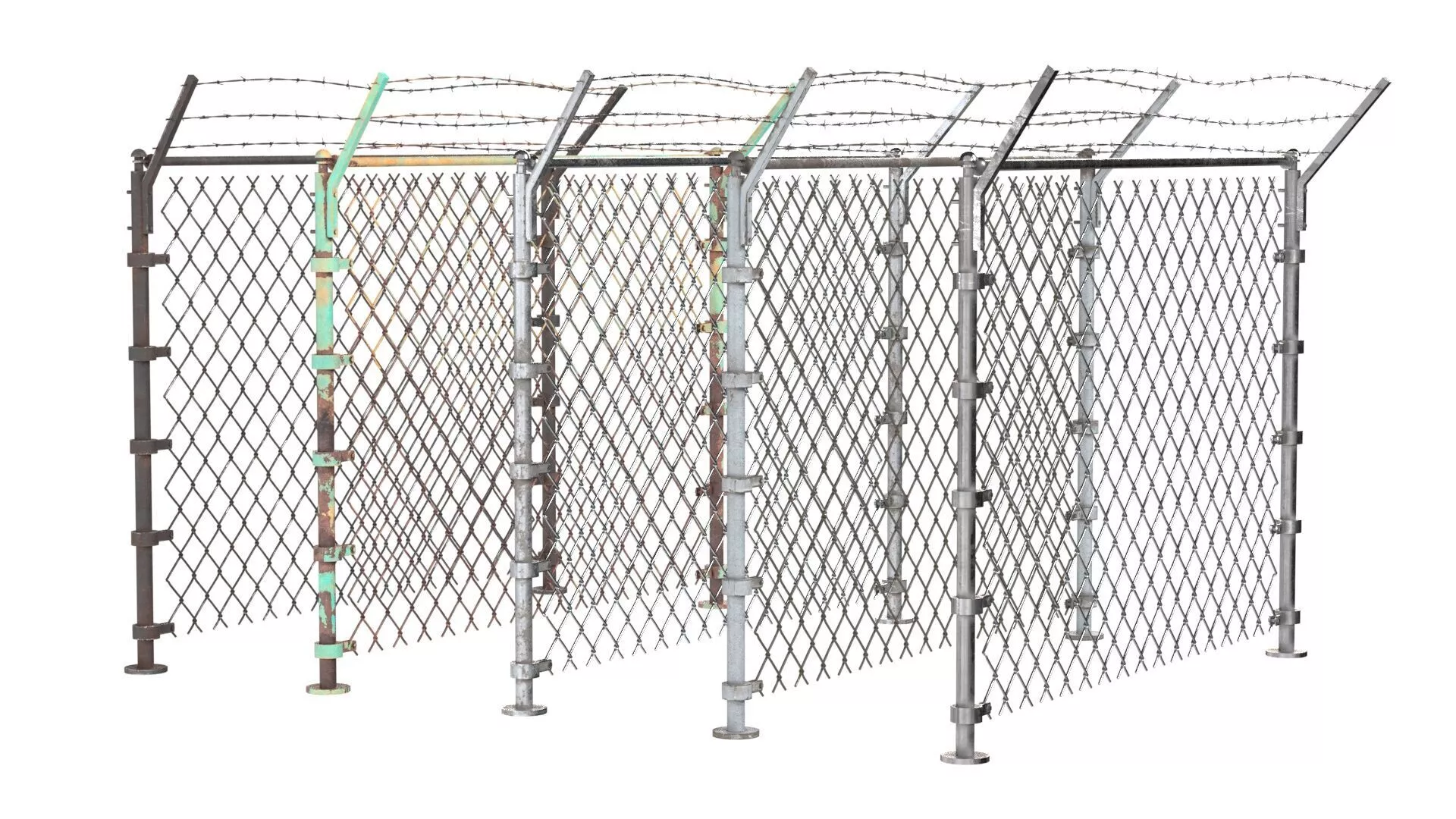 Barbed Wire Fence v4 Low-poly 3D model