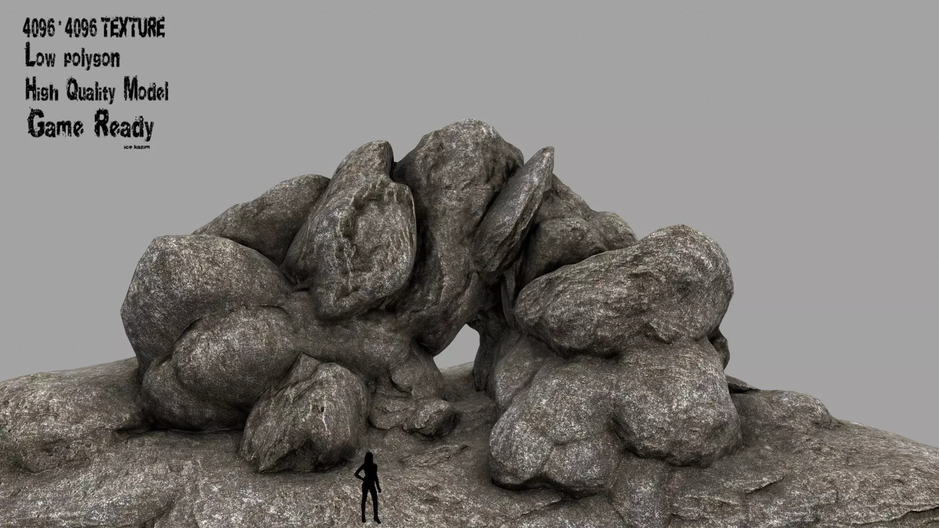 rocks cave Low-poly 3D model_0